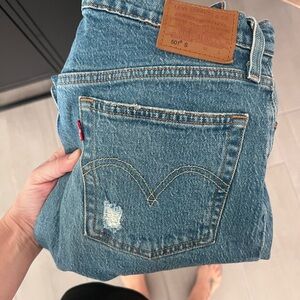 Levi's Classic Blue Jeans with Distressed Detail